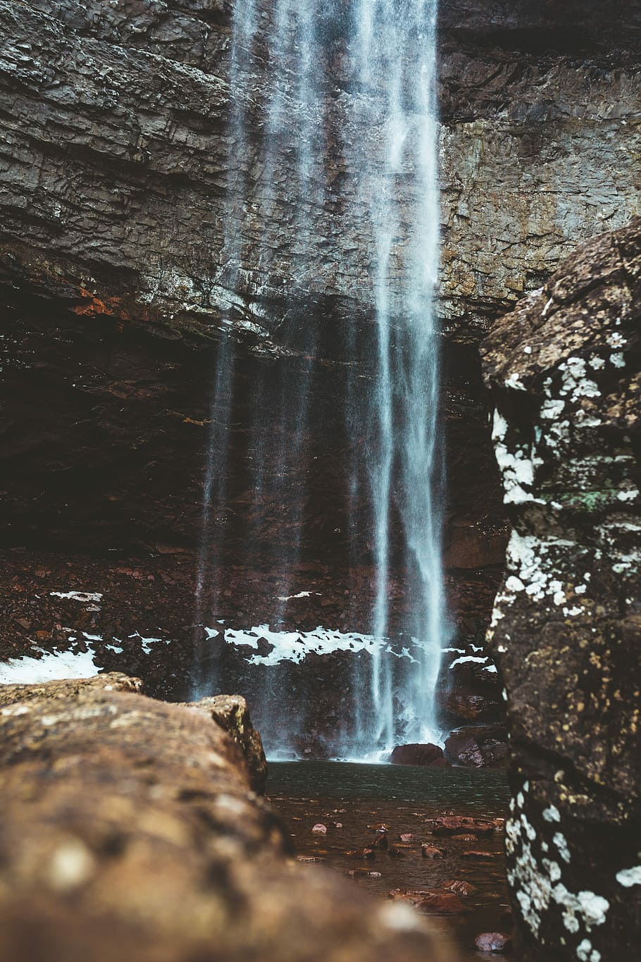 waterfall, water fall with shallow water below, stream, creek HD wallpaper