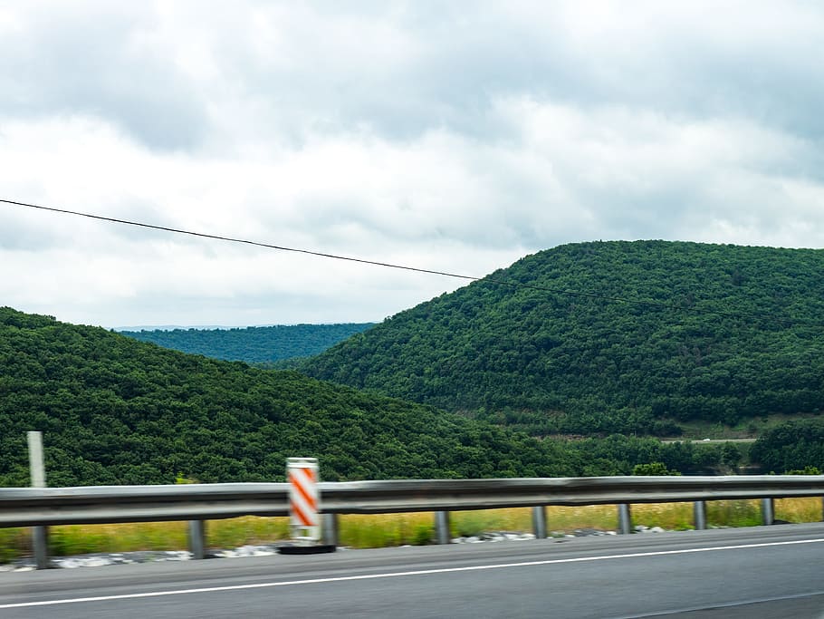 Landscape Off Highway, clouds, green, mountains, road, Landscapes HD wallpaper