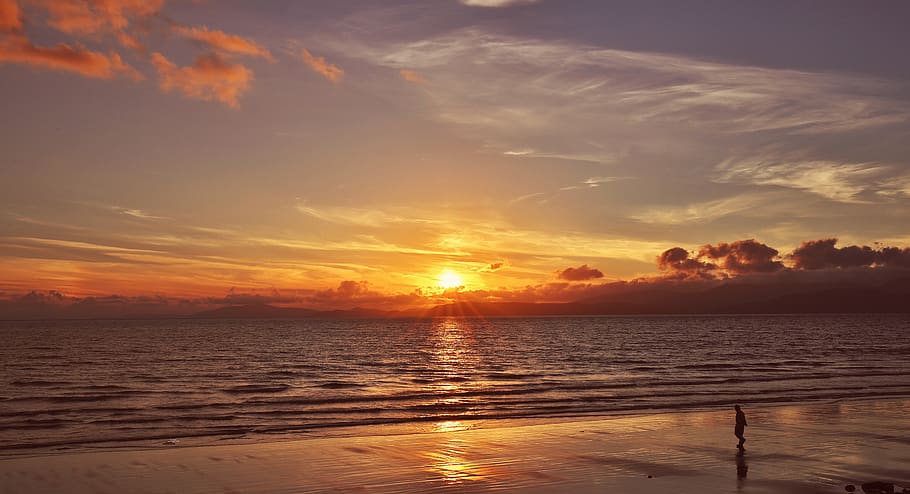 nature, sunset, sea, sky, water, scenics - nature, cloud - sky HD wallpaper
