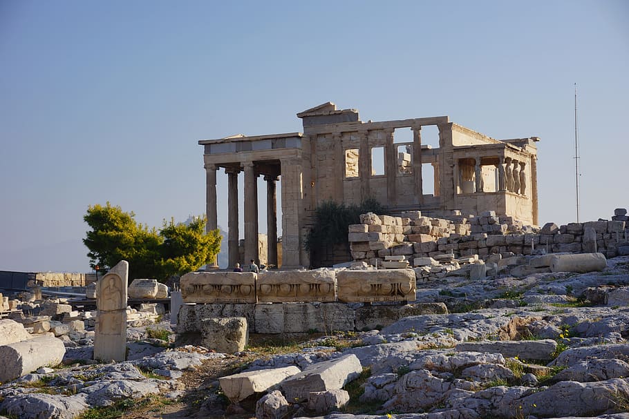 beige concrete building during daytime, athens, acropolis, greece HD wallpaper