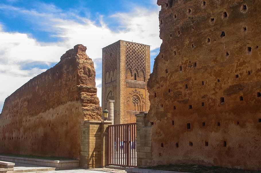 monument to the tower of hassan, city of rabat in morocco, travel, HD wallpaper