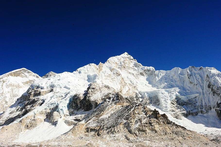 white mountain, trekking, everest, everest base camp, nepal, scenic, HD wallpaper