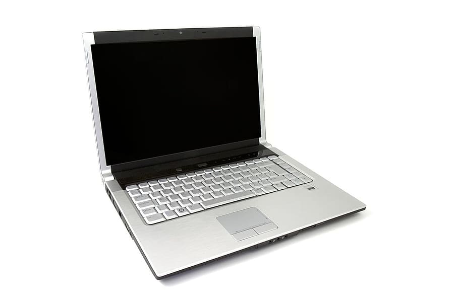 turned-off silver laptop computer, notebook, screen, monitor HD wallpaper