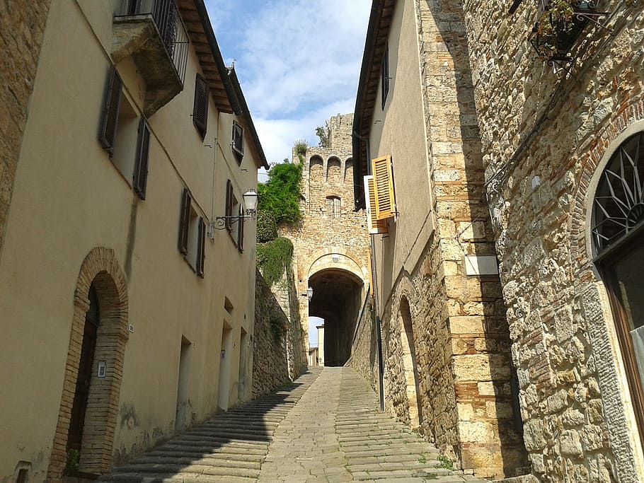 borgo, glimpse, ancient, construction, architecture, tuscany HD wallpaper