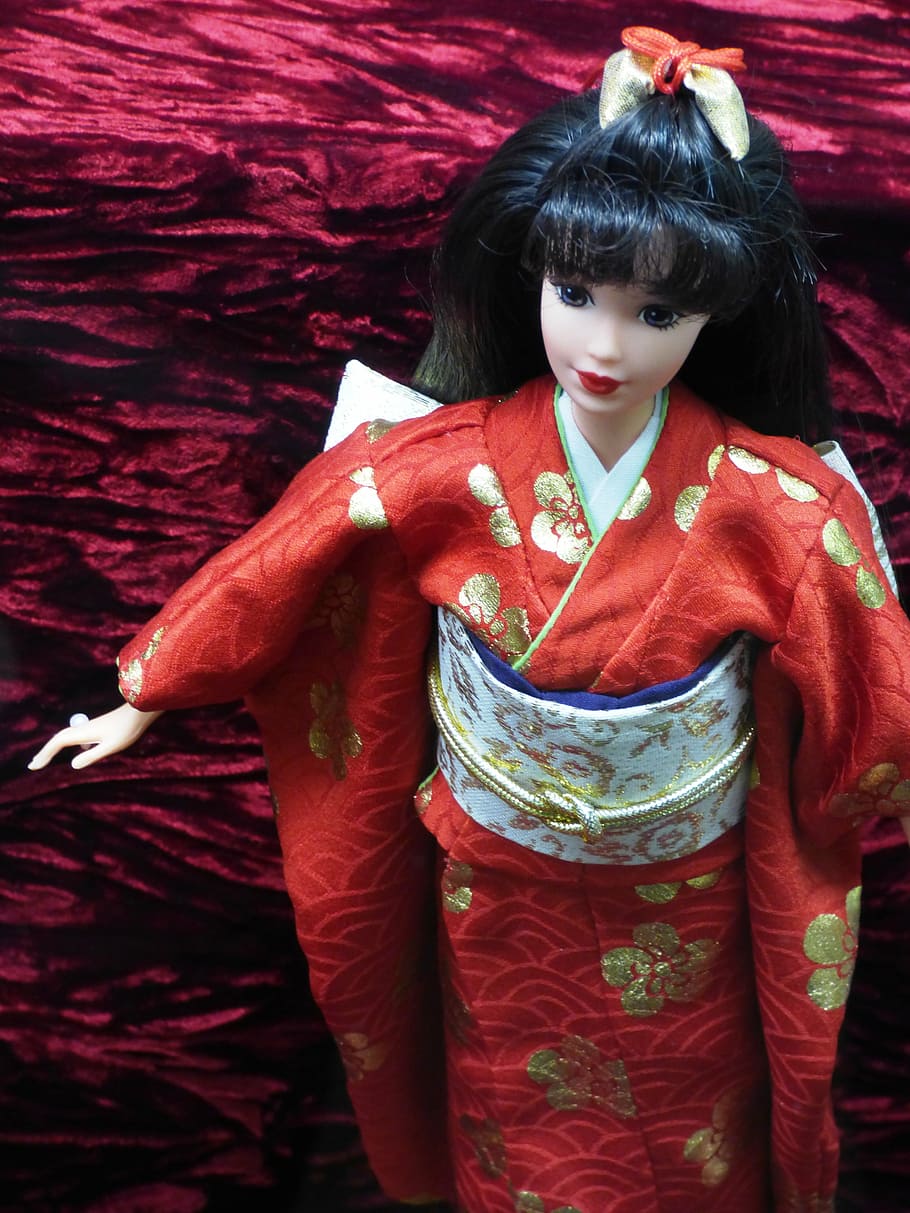 Public Domain. doll, barbie, japan, asia, geisha, east, kimono, woman, red....