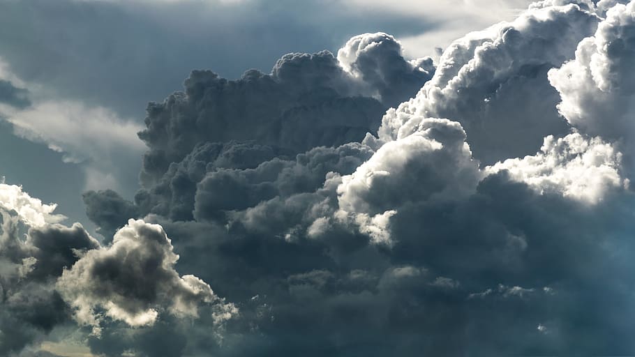 Grey White Clouds, cloudy, gloomy, nature, sky, cloud - sky, cloudscape HD wallpaper