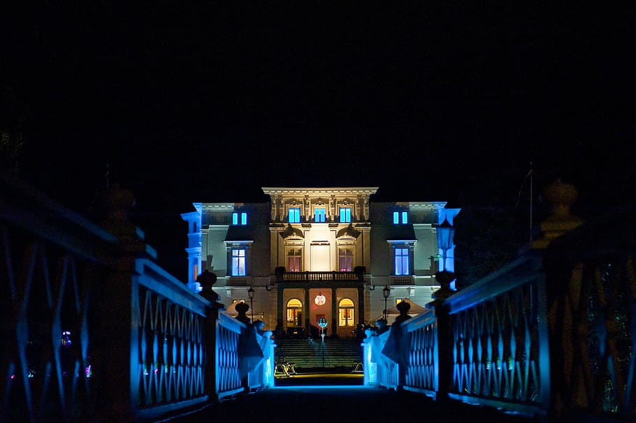 house, night, lighting, castle, residence, illuminated, architecture HD wallpaper
