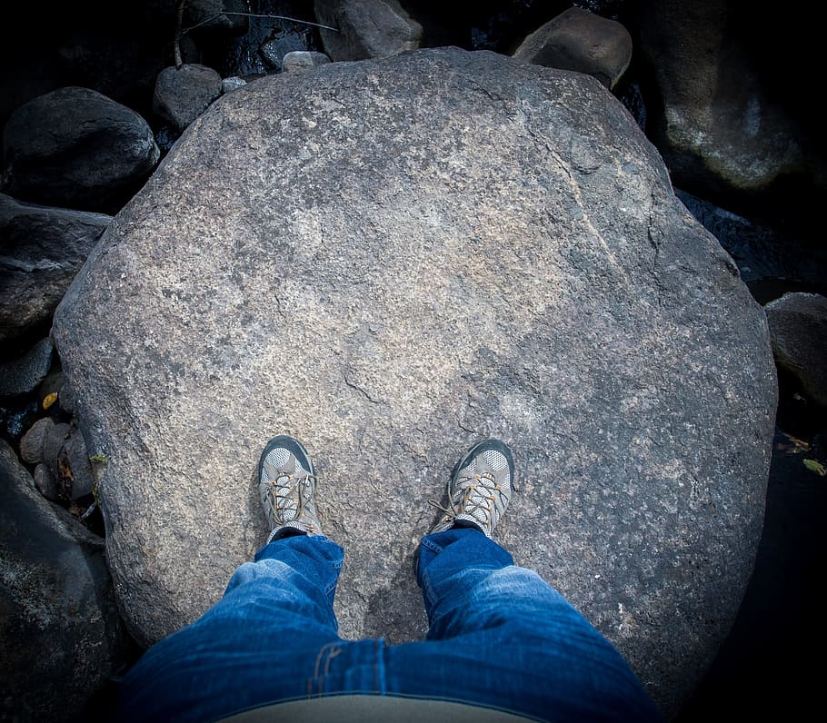 standing, foot, roche, fall, nature, pierre, autumn, hiking HD wallpaper