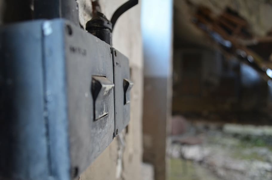 two grey light switches, old, broken, leave, rusty, dirty, industry HD wallpaper