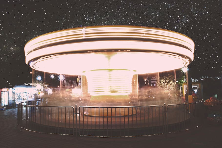 round lighted building during nighttime, illuminated, lighting Equipment HD wallpaper
