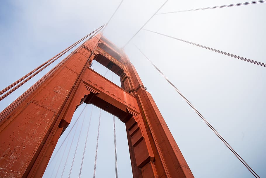 Golden Gate Bridge, San Francisco California in low angle photography, low-angle photo of Golden Gate Bridge HD wallpaper