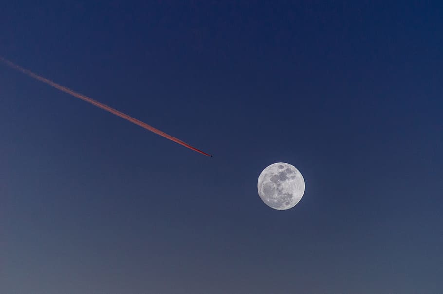 blue, sky, moon, space, astronomy, low angle view, clear sky HD wallpaper