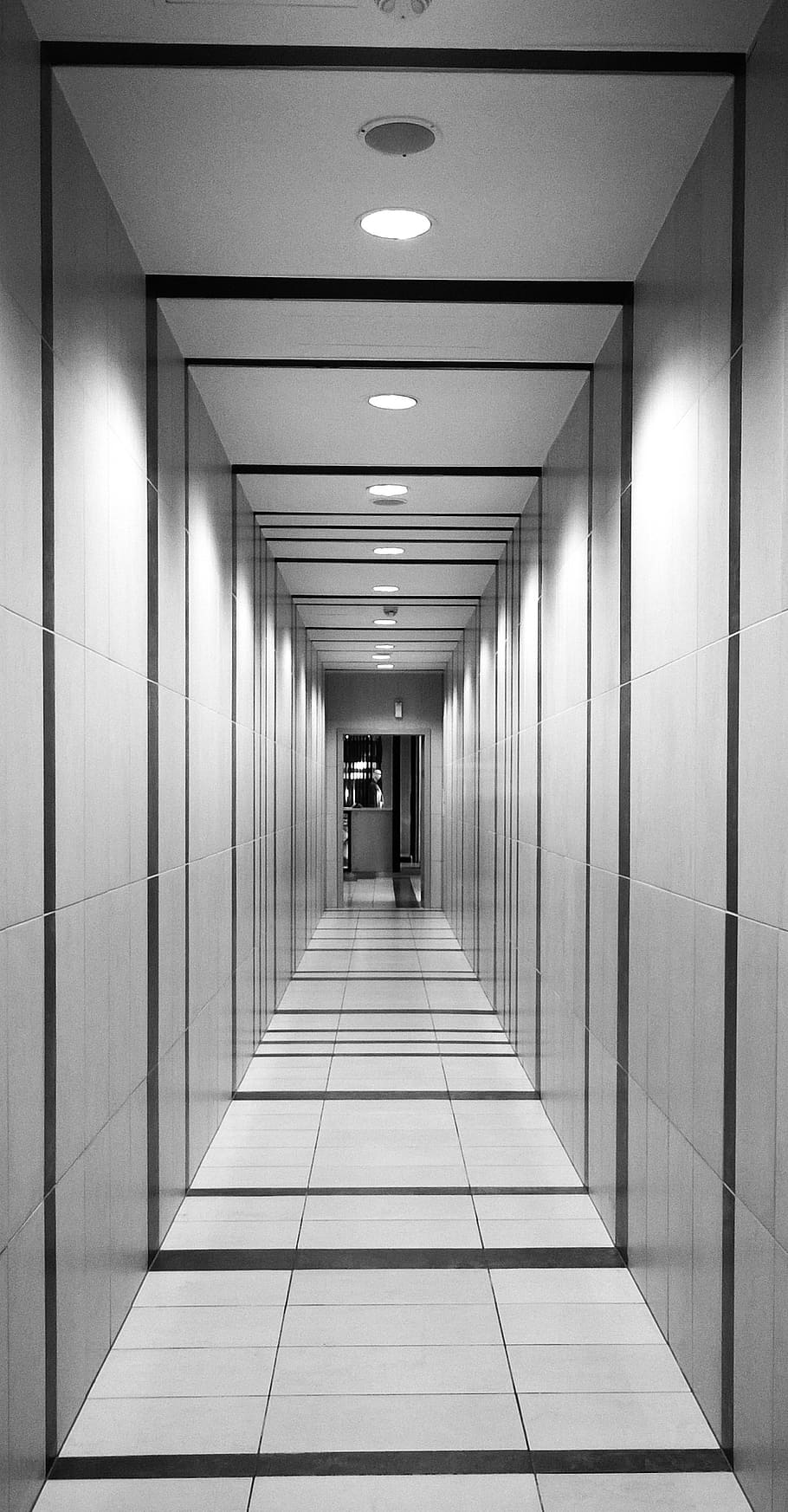 white corridor, hallway, perspective, tunnel, architecture, interior, HD wallpaper