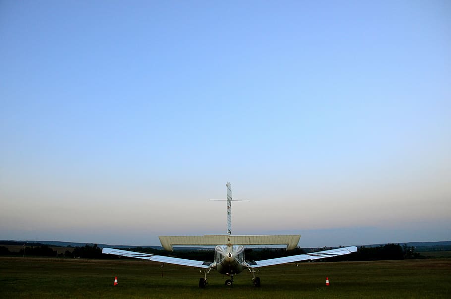 flying, sky, twilight, background, air vehicle, airplane, airport HD wallpaper