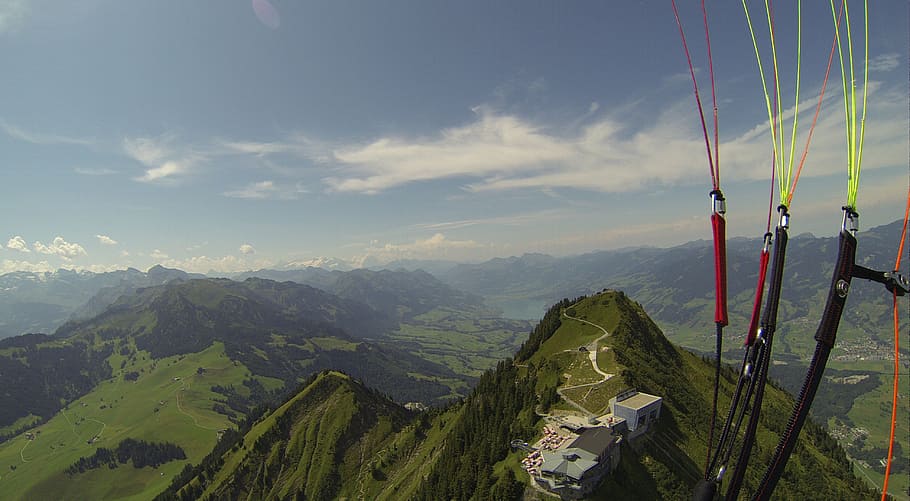 paragliding, dom, summit, stanserhorn, mountain, scenics - nature, HD wallpaper