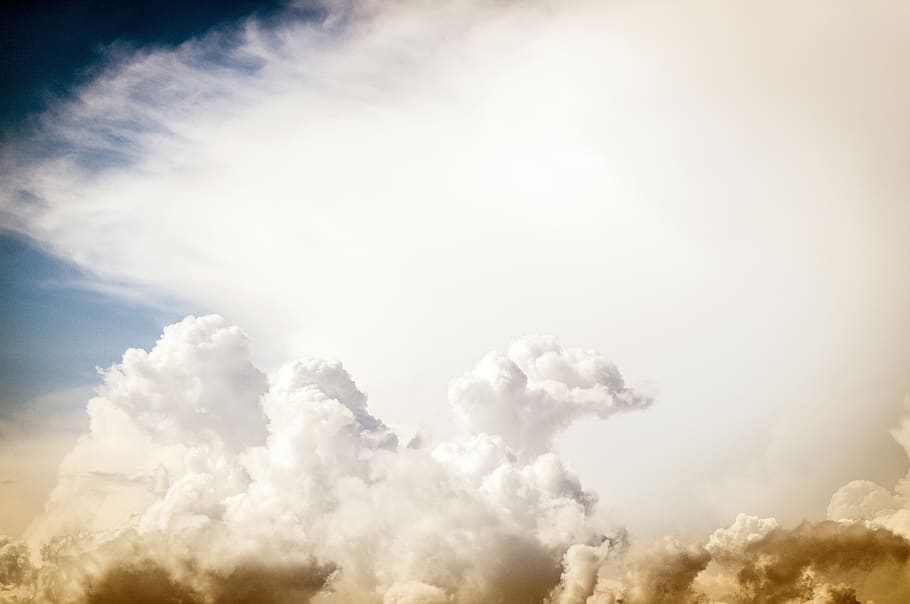 clouds, sky, colors, red, blue, white, the clouds, border, the background HD wallpaper