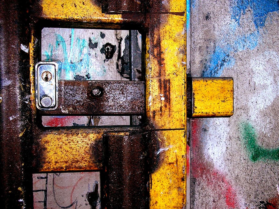 lock, rust, door, old, weathered, wall - building feature, no people HD wallpaper