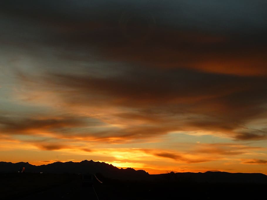 arizona, sunset, red sky, clouds, evening, scenic, landscape HD wallpaper