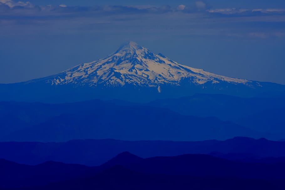 Mt, Hood, Volcano, Cascade Mountains, dusk, scenics, no people HD wallpaper