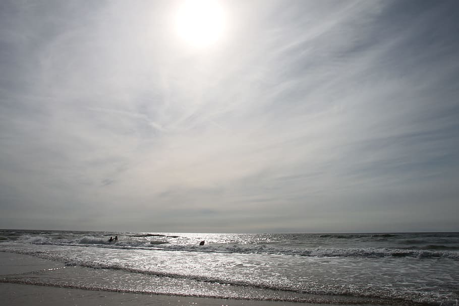 clouds, sea, water, sky, beach, horizon, horizon over water HD wallpaper