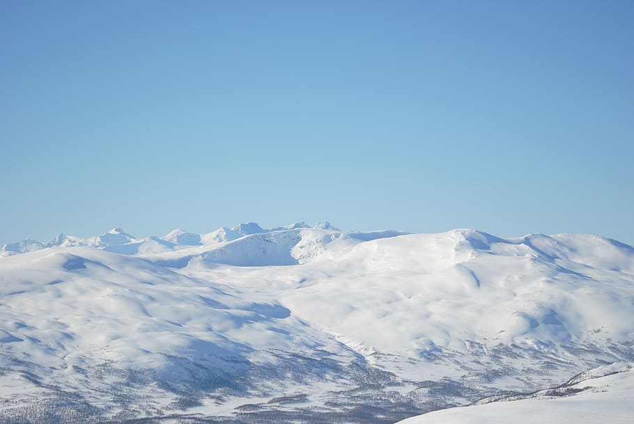 mountain, snow, views, winter, fells, sweden, white, mountain top
