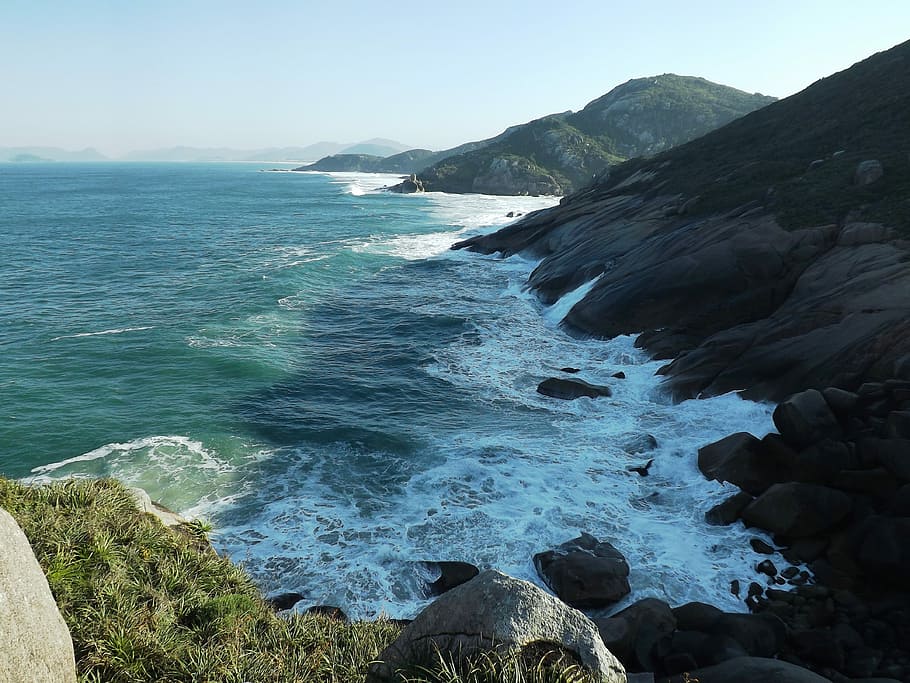 Florianópolis, Brazil, mar, santa catarina, sea, nature, coastline, HD wallpaper