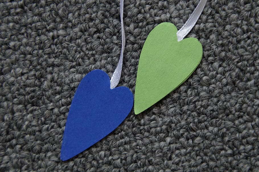 heart, two, pair, blue, green, band, gang, symbol, mother's day HD wallpaper