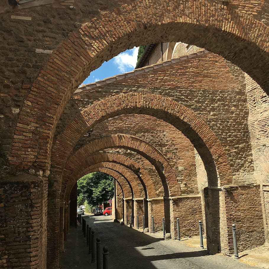 rome, arches, architecture, bricks, italy, building, europe HD wallpaper