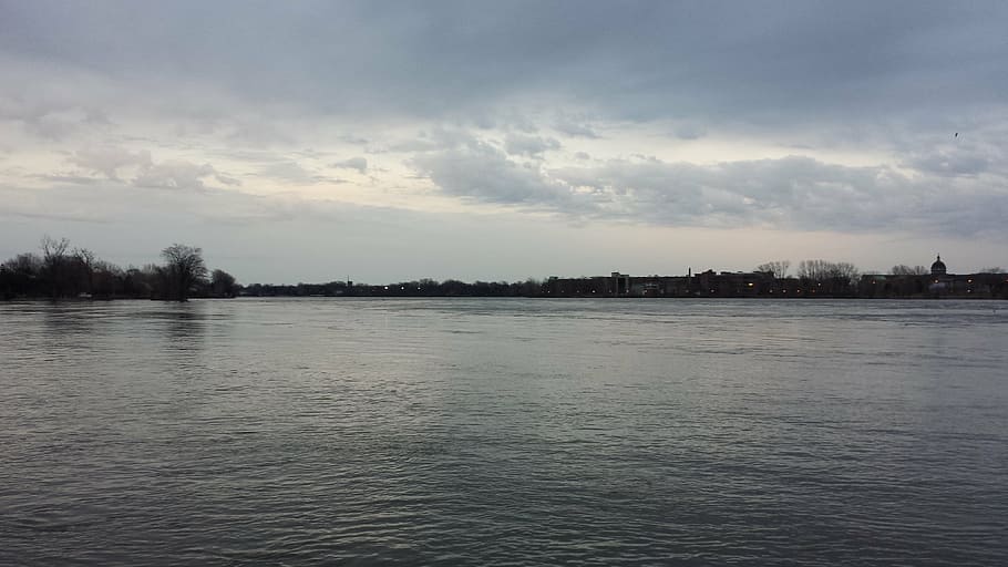 calm ocean photography, river, water, clouds, dark, waterscape HD wallpaper