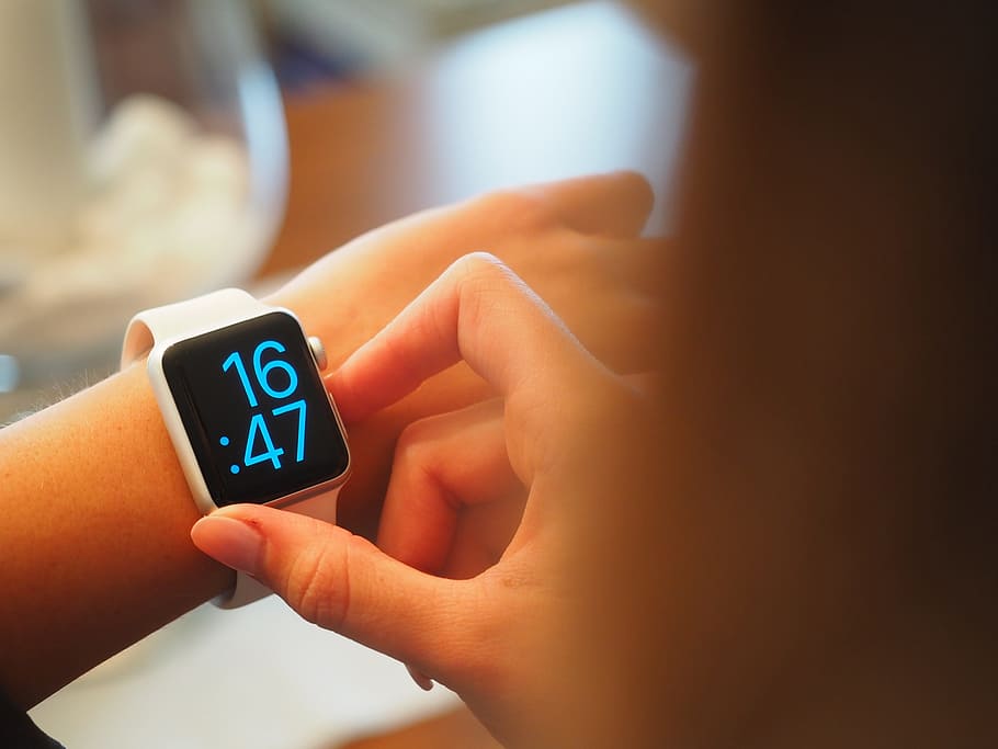 person holding digital watch reading 16:47, hand, technology HD wallpaper