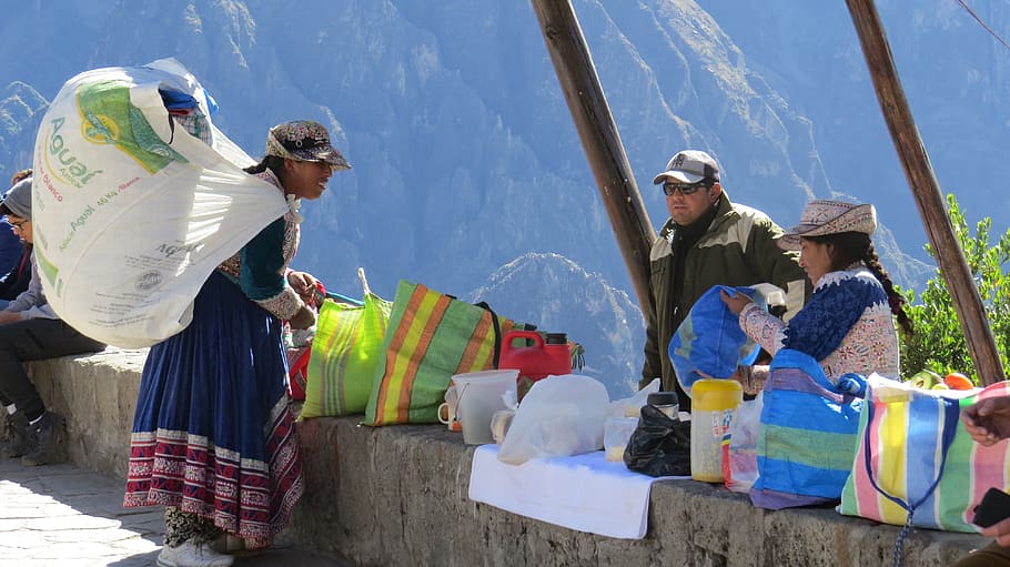 peru, highlands, traders, costume, men, group of people, day HD wallpaper