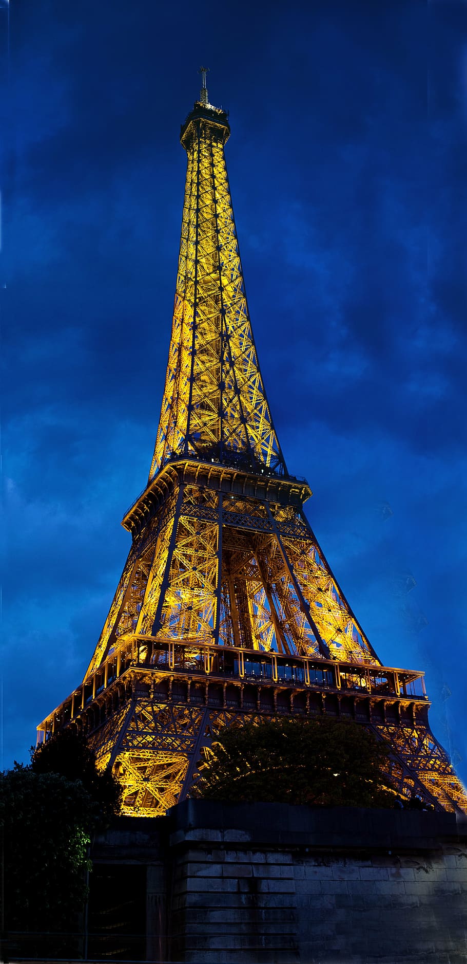Eiffel Tower during nighttime, paris, france, dusk, lighted, landmark, HD wallpaper