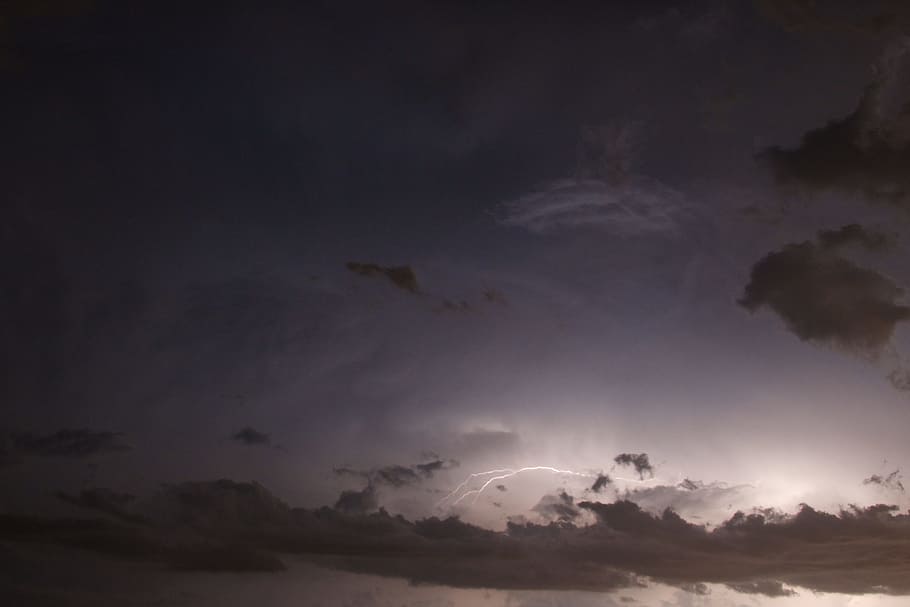 Thunderstorm, Lightning, Clouds, Night, weather, sky, nature HD wallpaper
