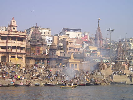 boat on body of water, India, Ganges, Holy, River, Combustion HD wallpaper