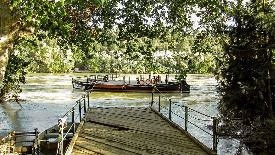 barca, barge, boat, ebro river, riu ebre, jetty, ferry, body of water HD wallpaper