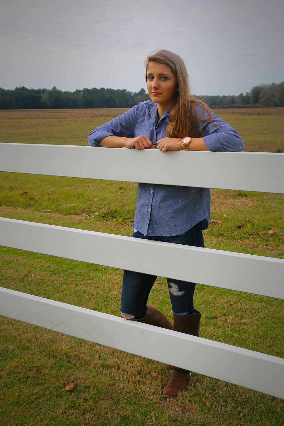 Youngest country. Teen portrait Outdoor Farm.