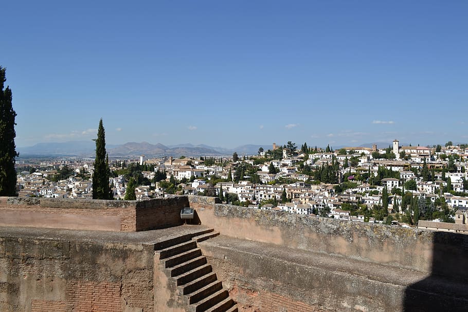 alhambra, spain, building, granada, wall, architecture, built structure HD wallpaper