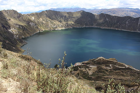 HD wallpaper: quilotoa, laguna, panoramic, panorama, landscape, hiking ...