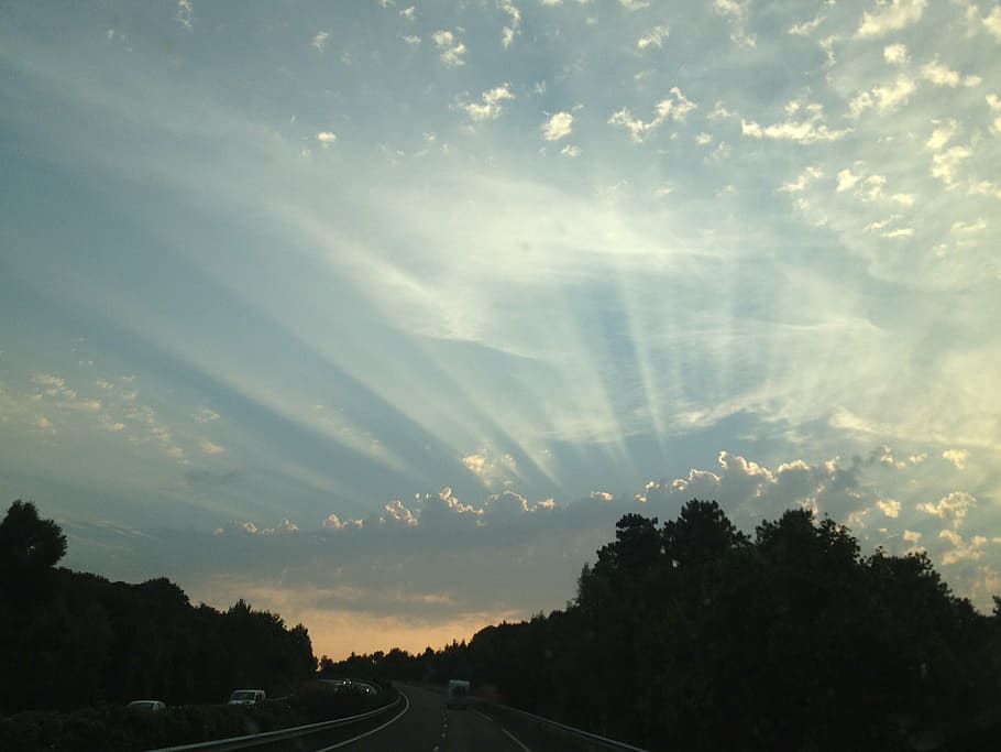 sky, skies, sunset, clouds, blue sky, weather phenomenon, atmosphere HD wallpaper