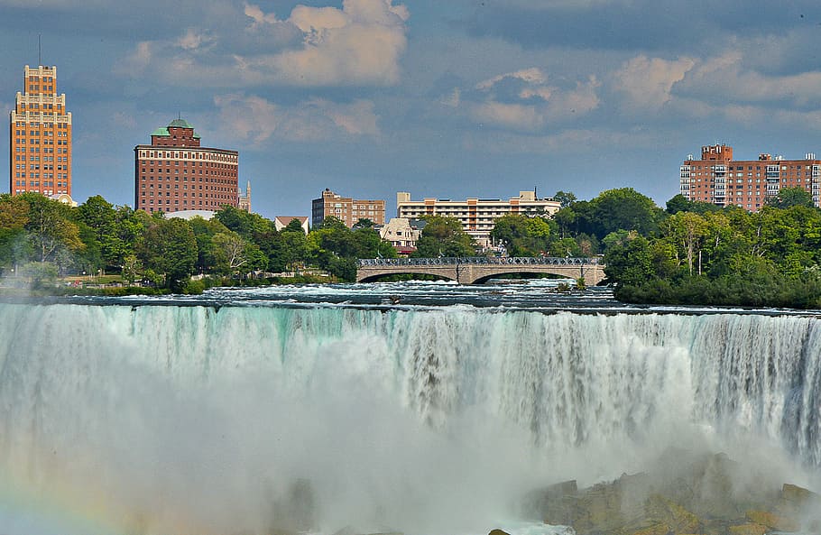 Niagara Falls at daytime, water masses, places of interest, architecture, HD wallpaper