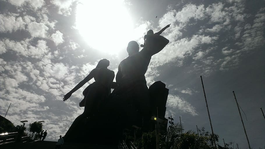 silhouette of a statue, monument, renaissance, dakar, senegal, HD wallpaper