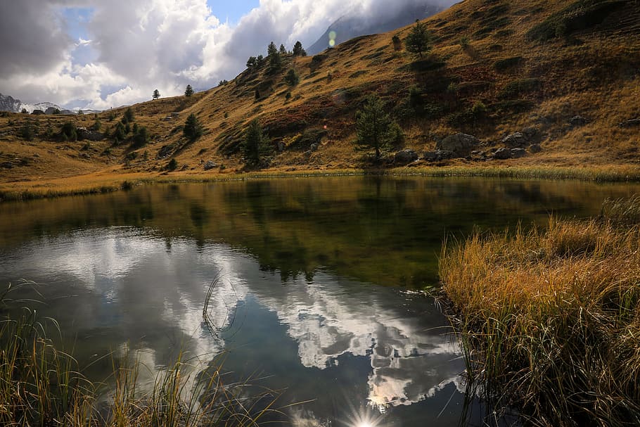 tarn, mountain lake, reflection, landscape, alps, nature, water HD wallpaper