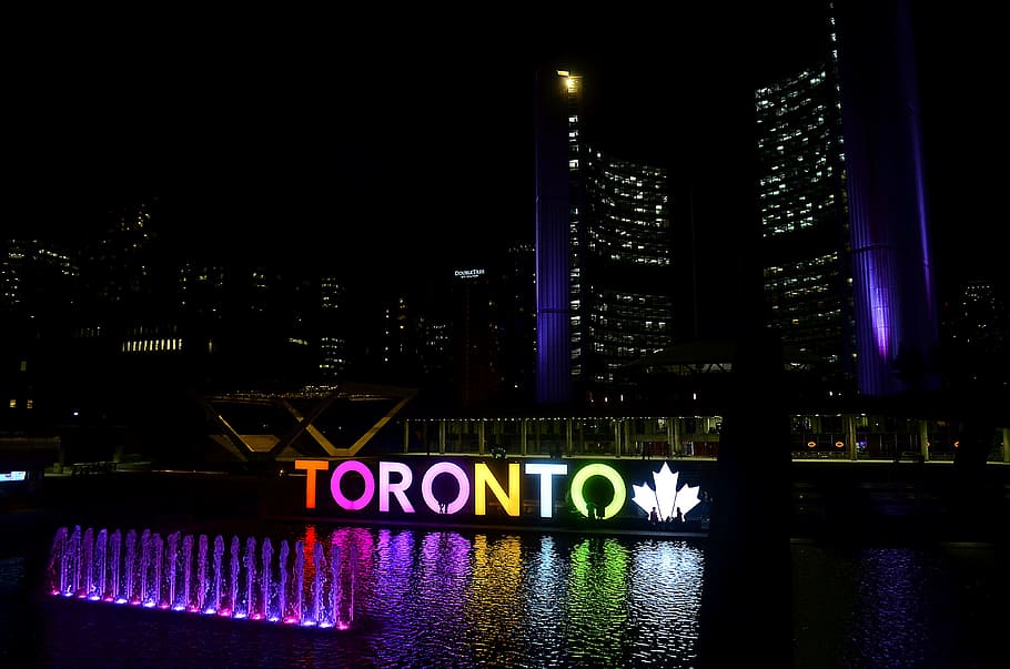 toronto, night, reflection, tourism, architecture, illuminated HD wallpaper