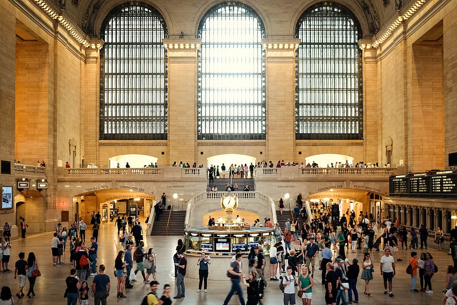 people gathered inside building, Grand Central Terminal, USA HD wallpaper