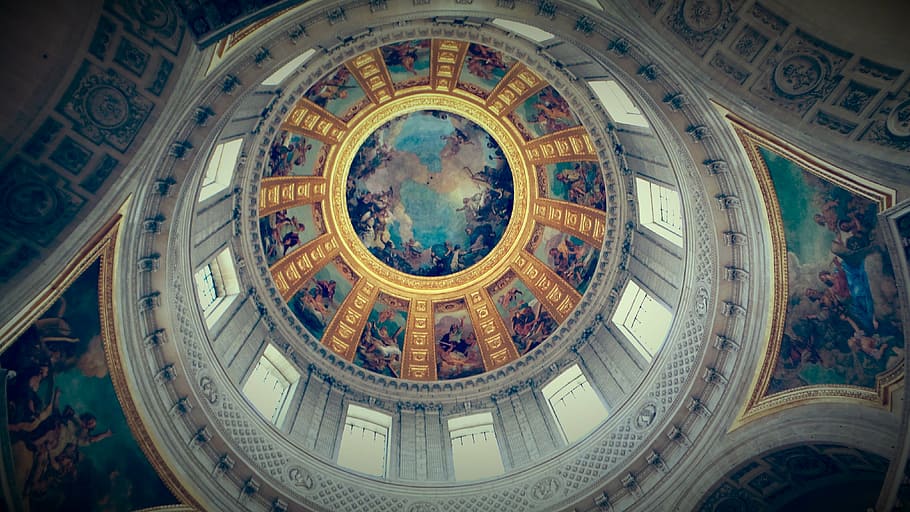 religious ceiling decor, dome, cathedral, architecture, historic HD wallpaper