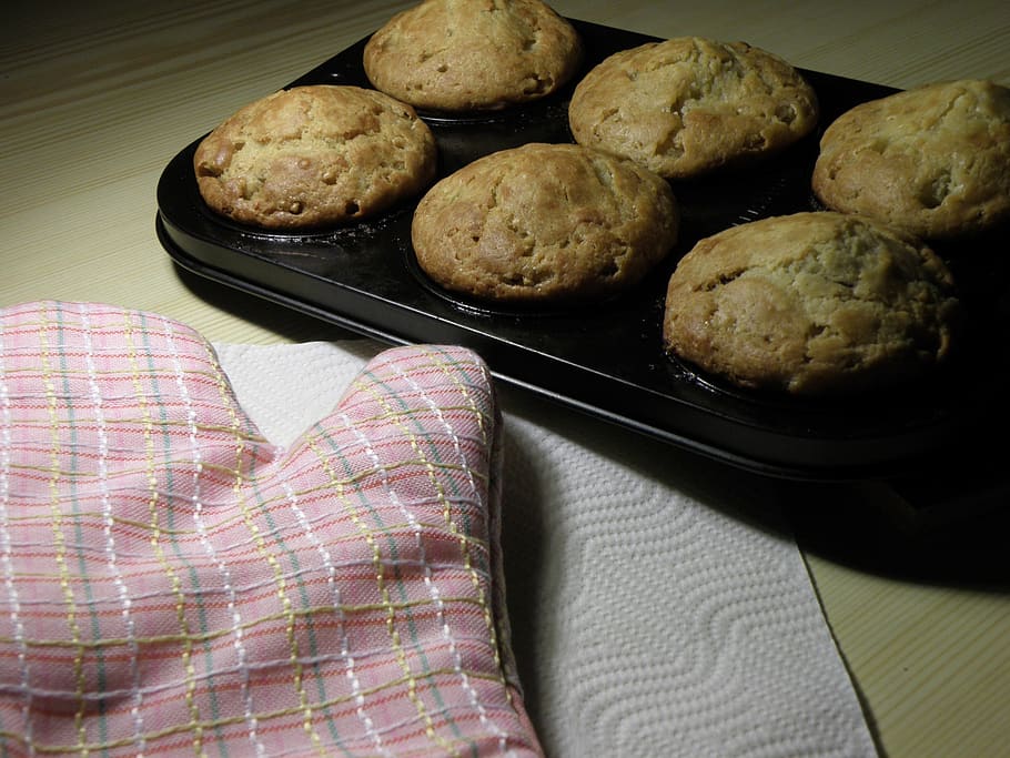 baking pan, muffin, the dough, bun, food and drink, freshness, HD wallpaper