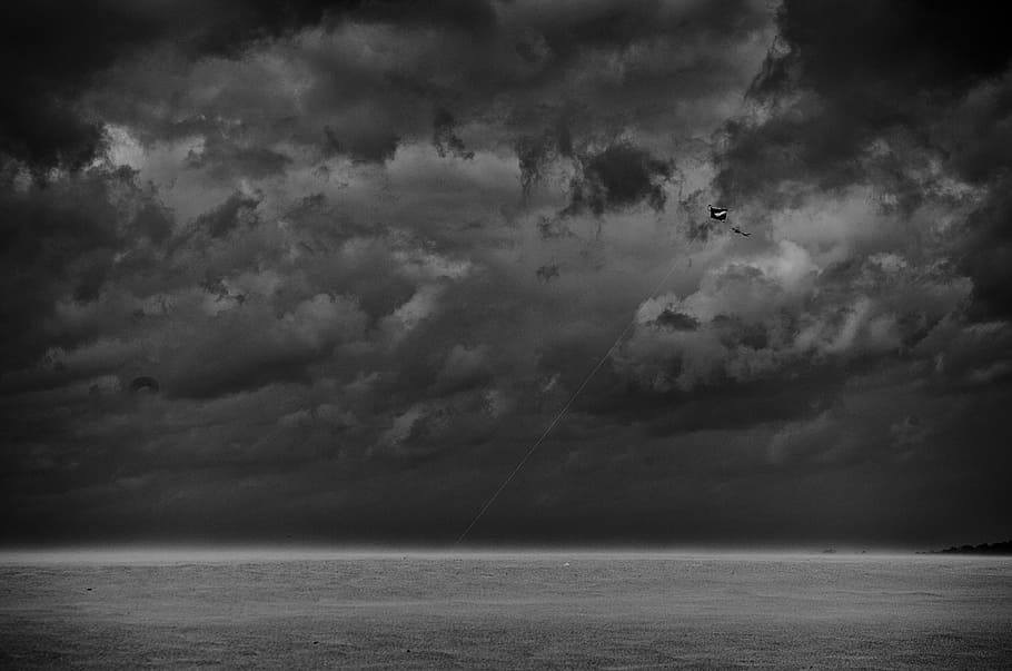 storm, kite, clouds, sky, weather, nature, dramatic, thunderstorm HD wallpaper