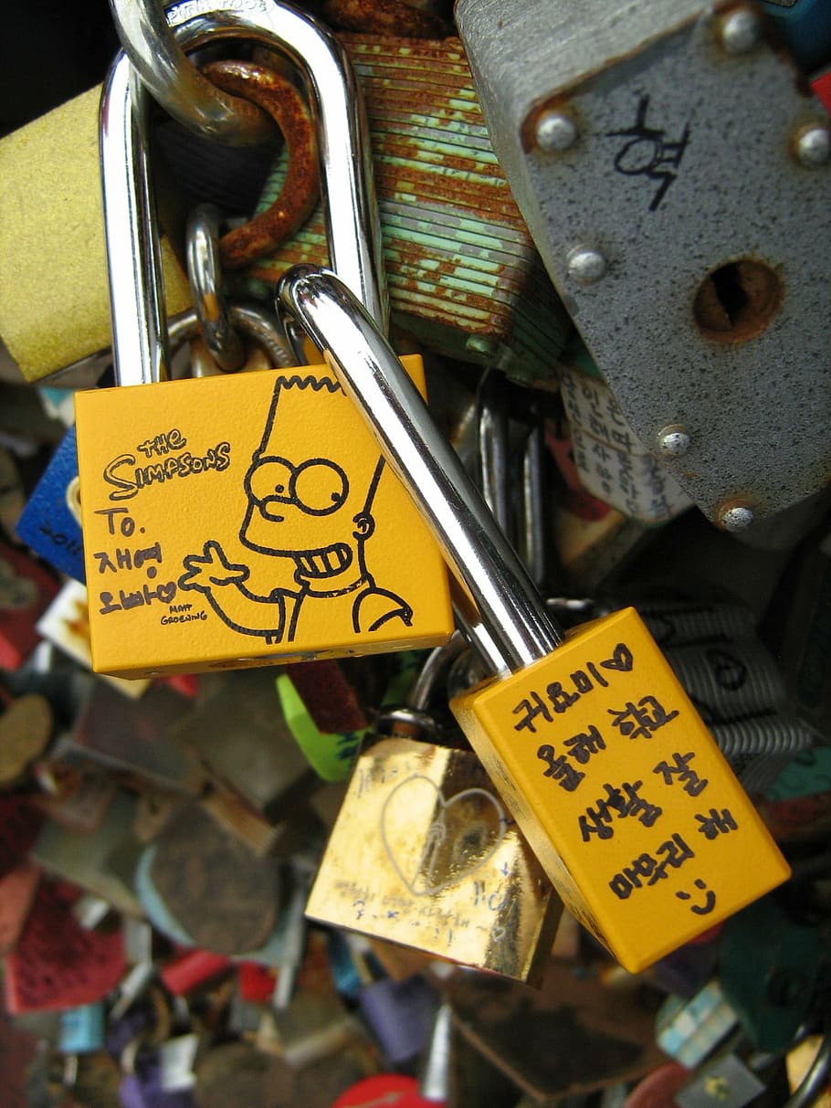 loop lock, korean, tour in korea, text, communication, close-up HD wallpaper