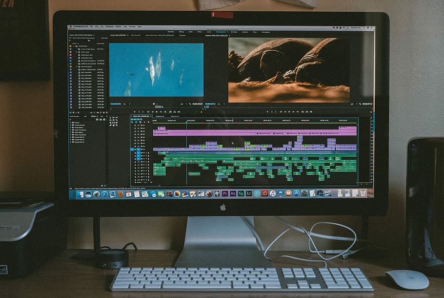 black iMac, Apple Magic Keyboard, and Apple Magic Mouse, black flat screen computer monitor HD wallpaper