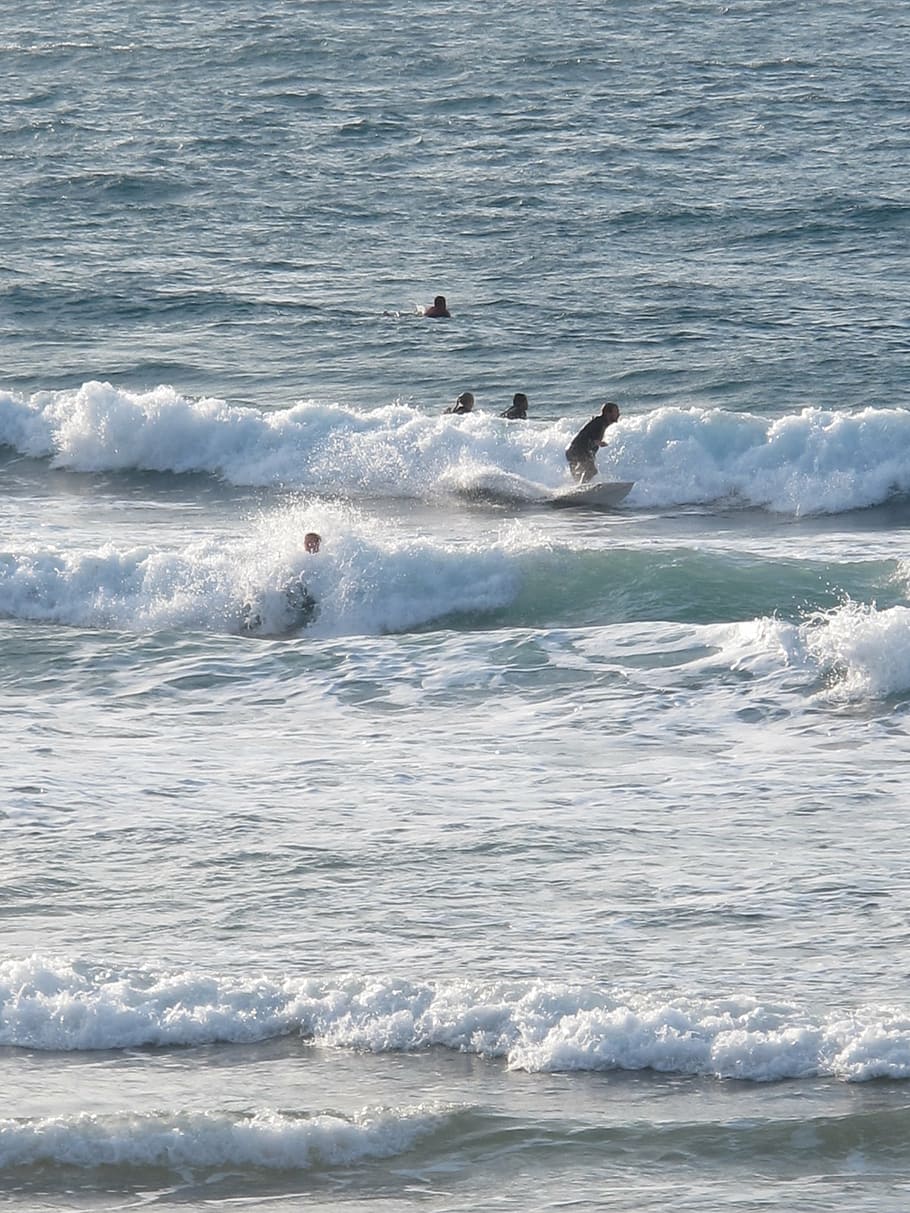 surf, beach, sea, waves, water, nature, blue, outdoors, motion HD wallpaper